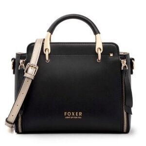 Foxer Cross Body Purse Light Up For You W Brass Accents & Hardware Faux Leather